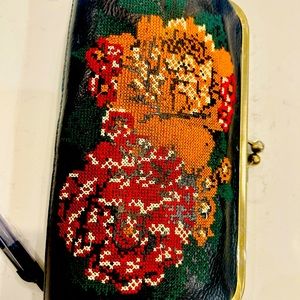 Patricia Nash stitched black leather clutch